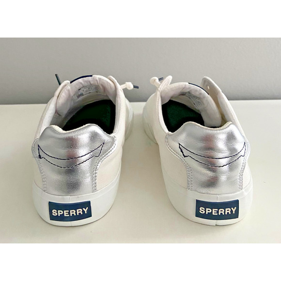 NWOT Womens Sperry White Seabed Canvas Slip On Sneakers, Size 9.5 - Picture 3 of 7